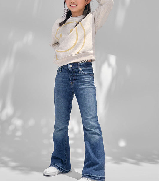 Kids High Rise Flare Jeans with Washwell Dark Wash