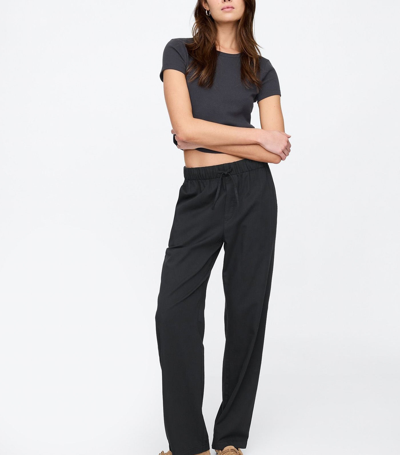 Mid Rise Easy Twill Pants Black 22