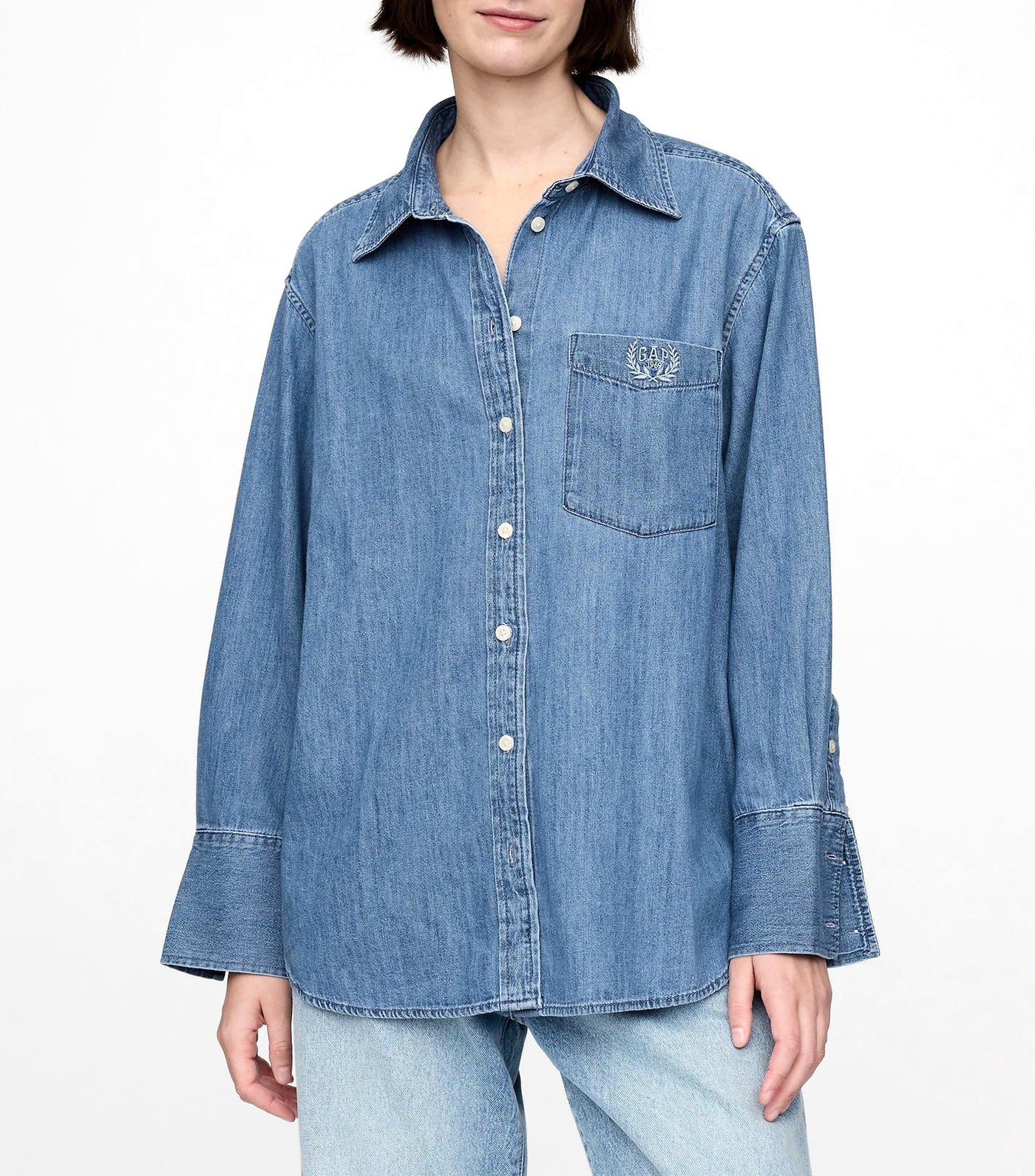Chambray Denim Big Shirt Blue Chambray