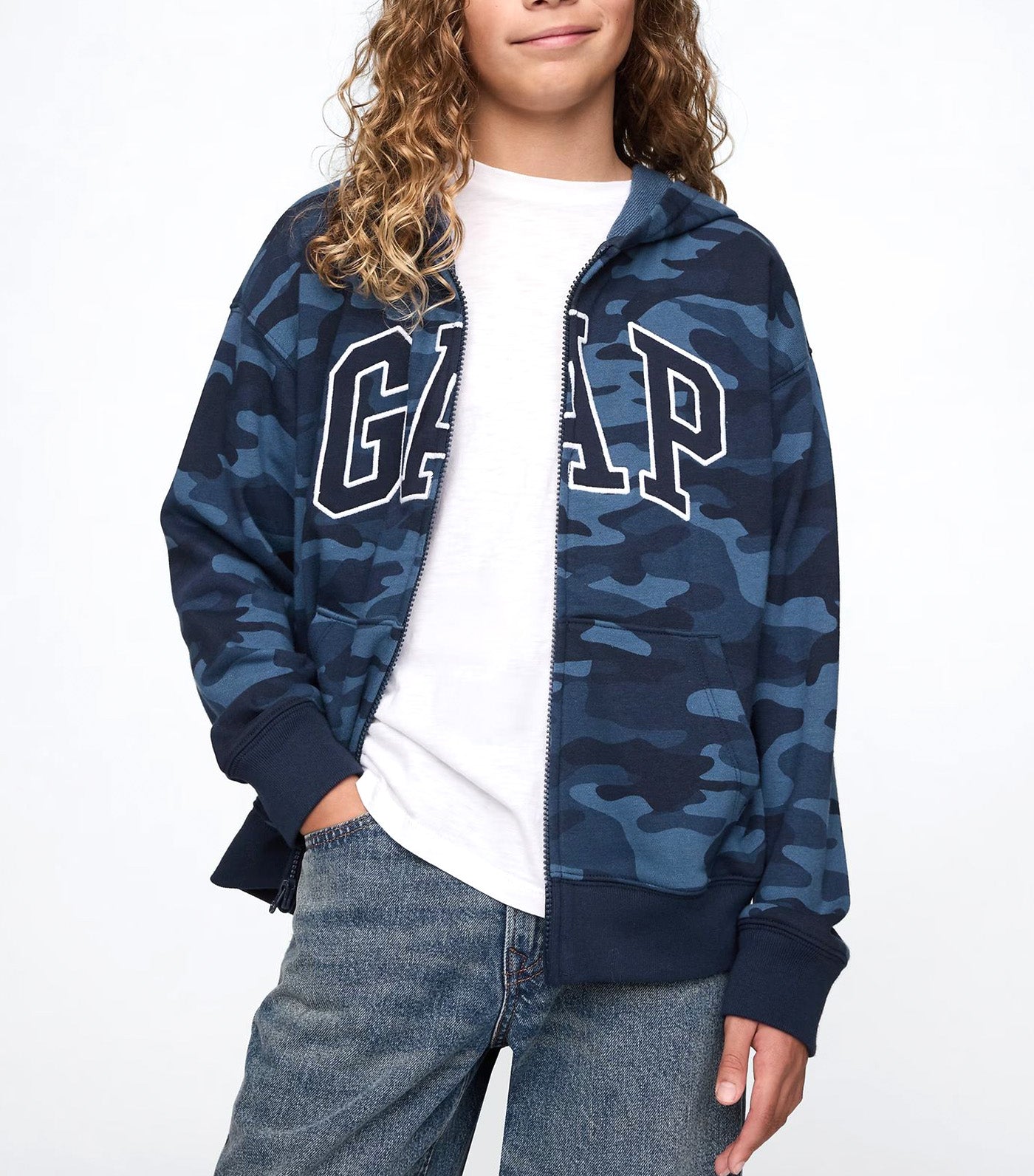 Relaxed Logo Zip Hoodie