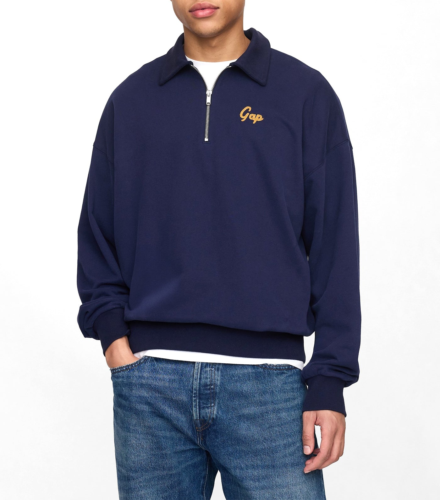 Vintage Soft Gap Logo Polo Sweatshirt