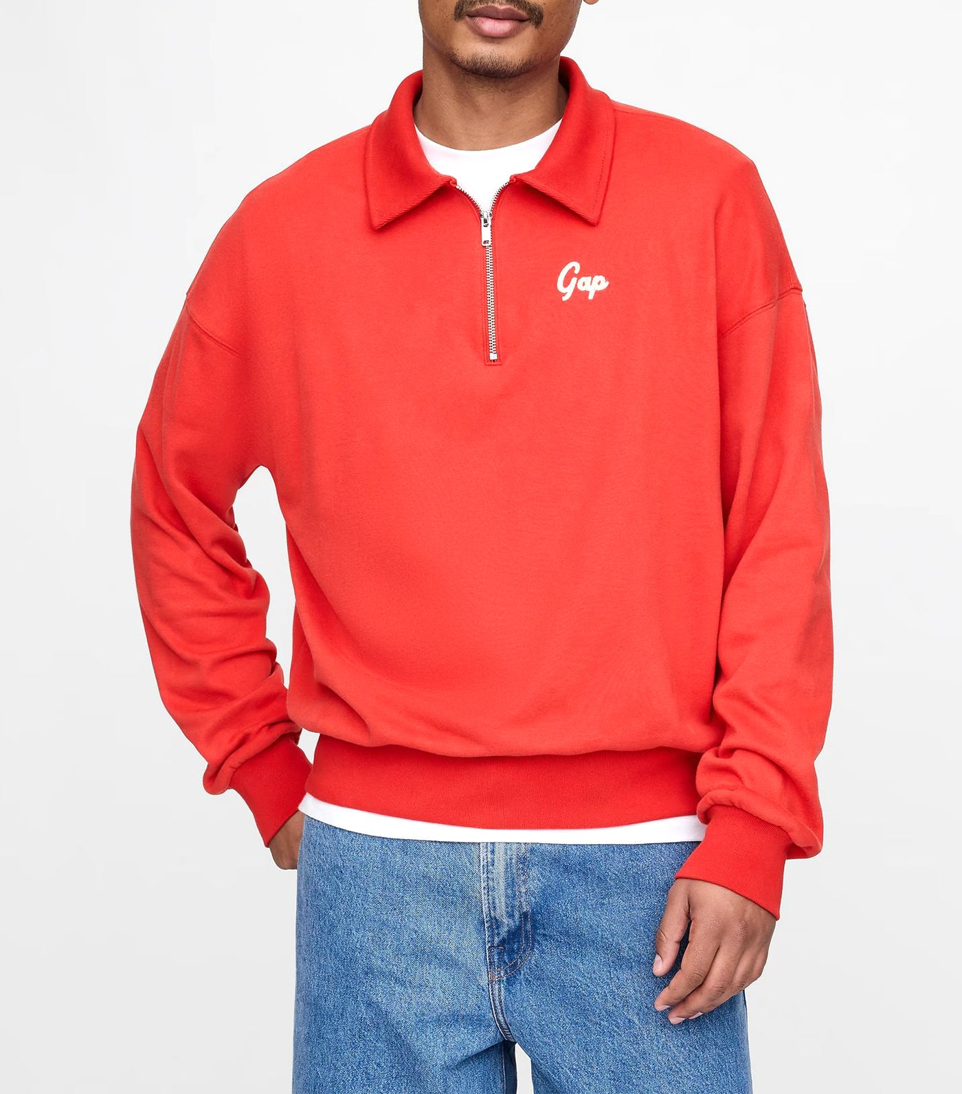 Vintage Soft Gap Logo Polo Sweatshirt