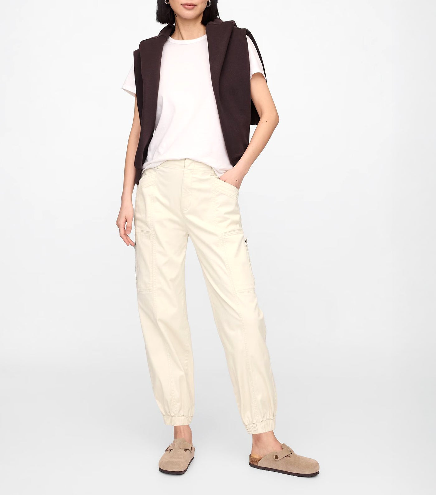 Mid Rise Downtown Khaki Cargo Joggers