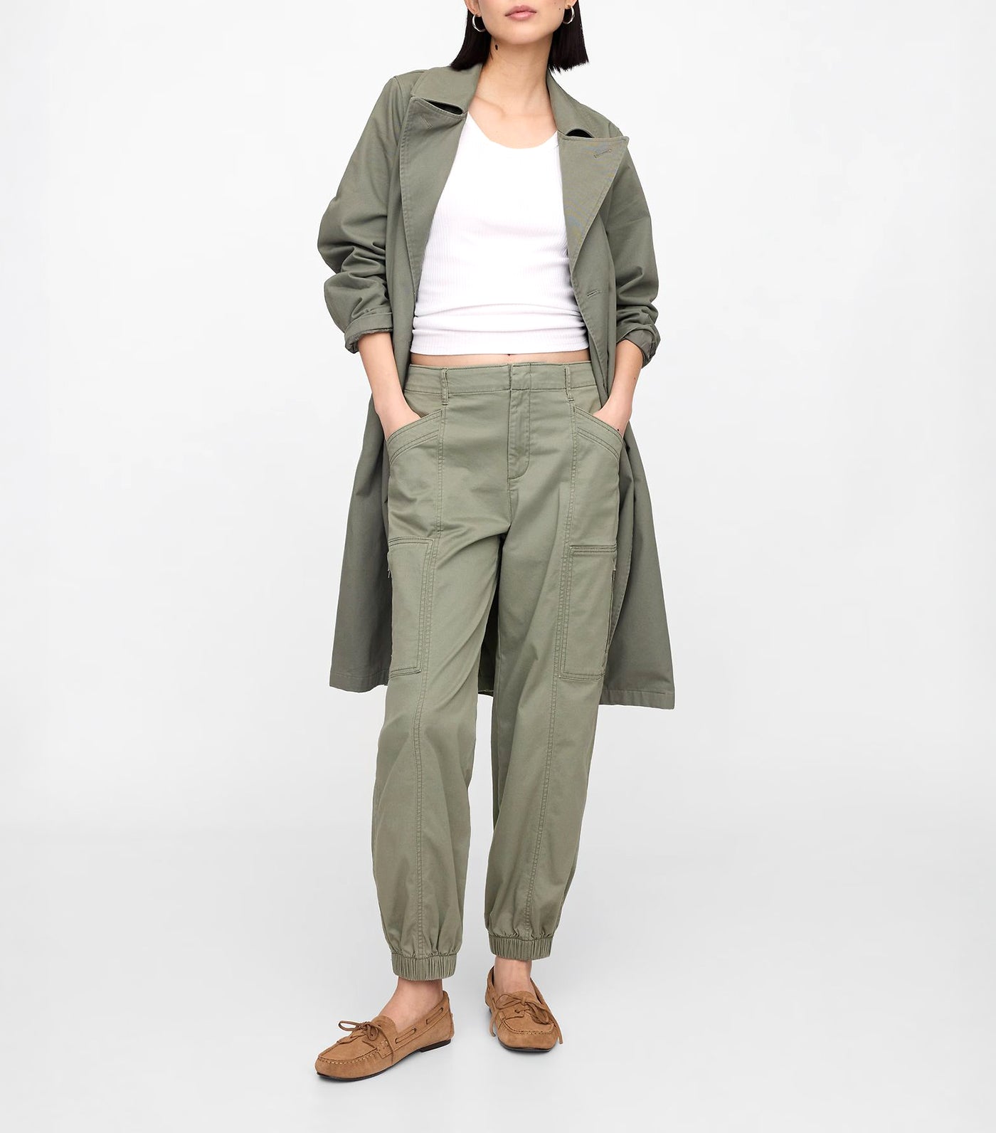 Mid Rise Downtown Khaki Cargo Joggers