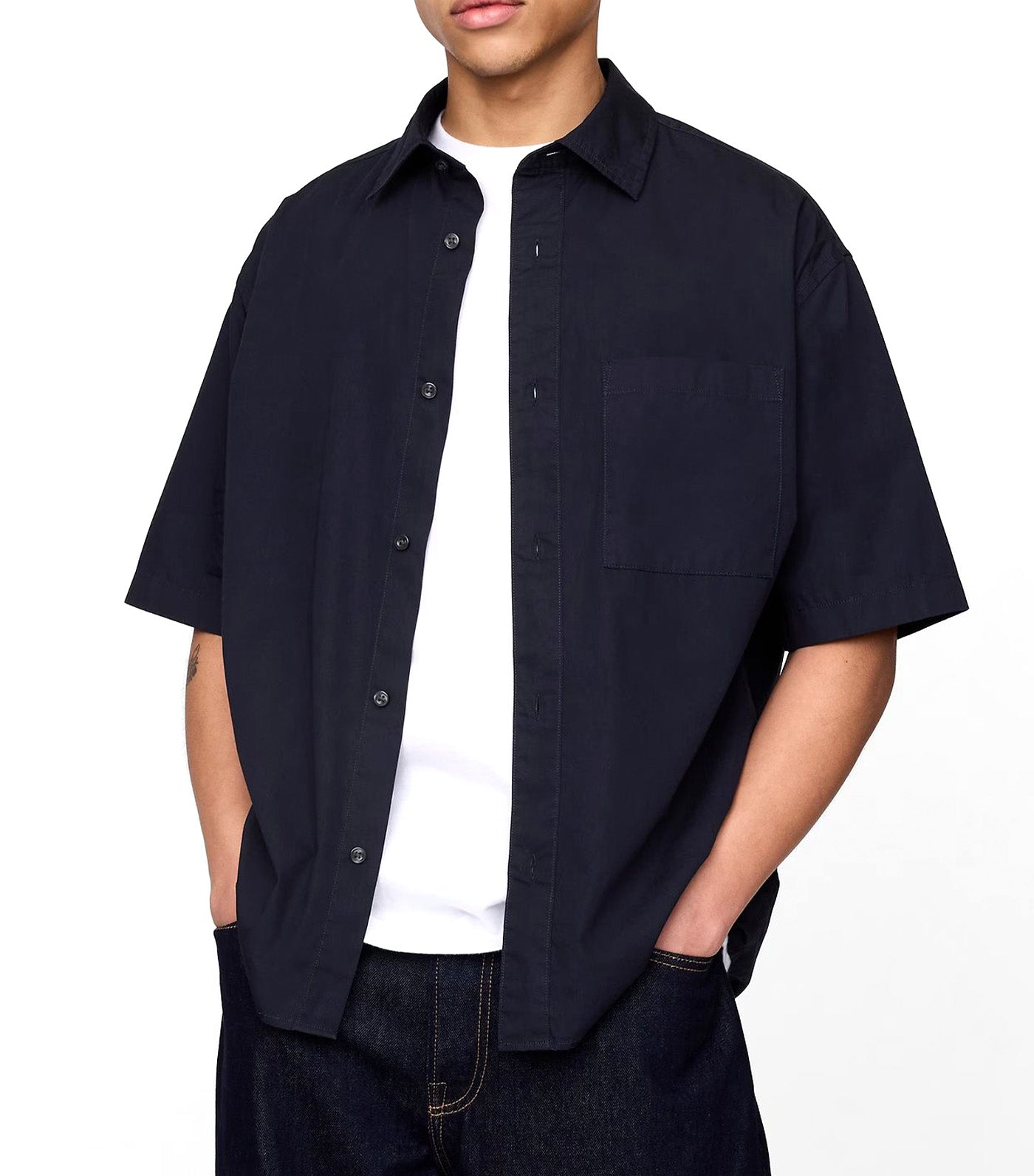 GAP Organic Cotton Oversized Poplin Shirt Navy Uniform