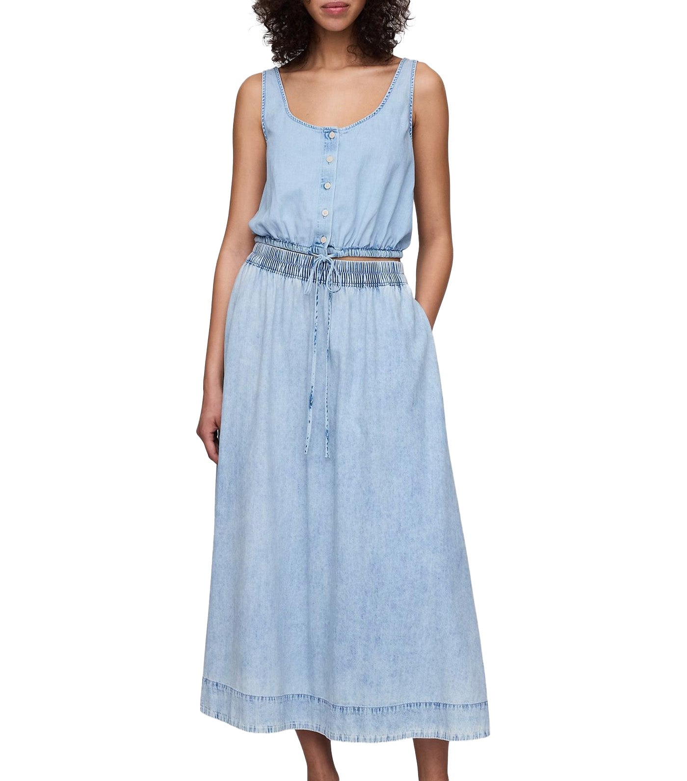 Denim Easy Maxi Skirt Light Wash