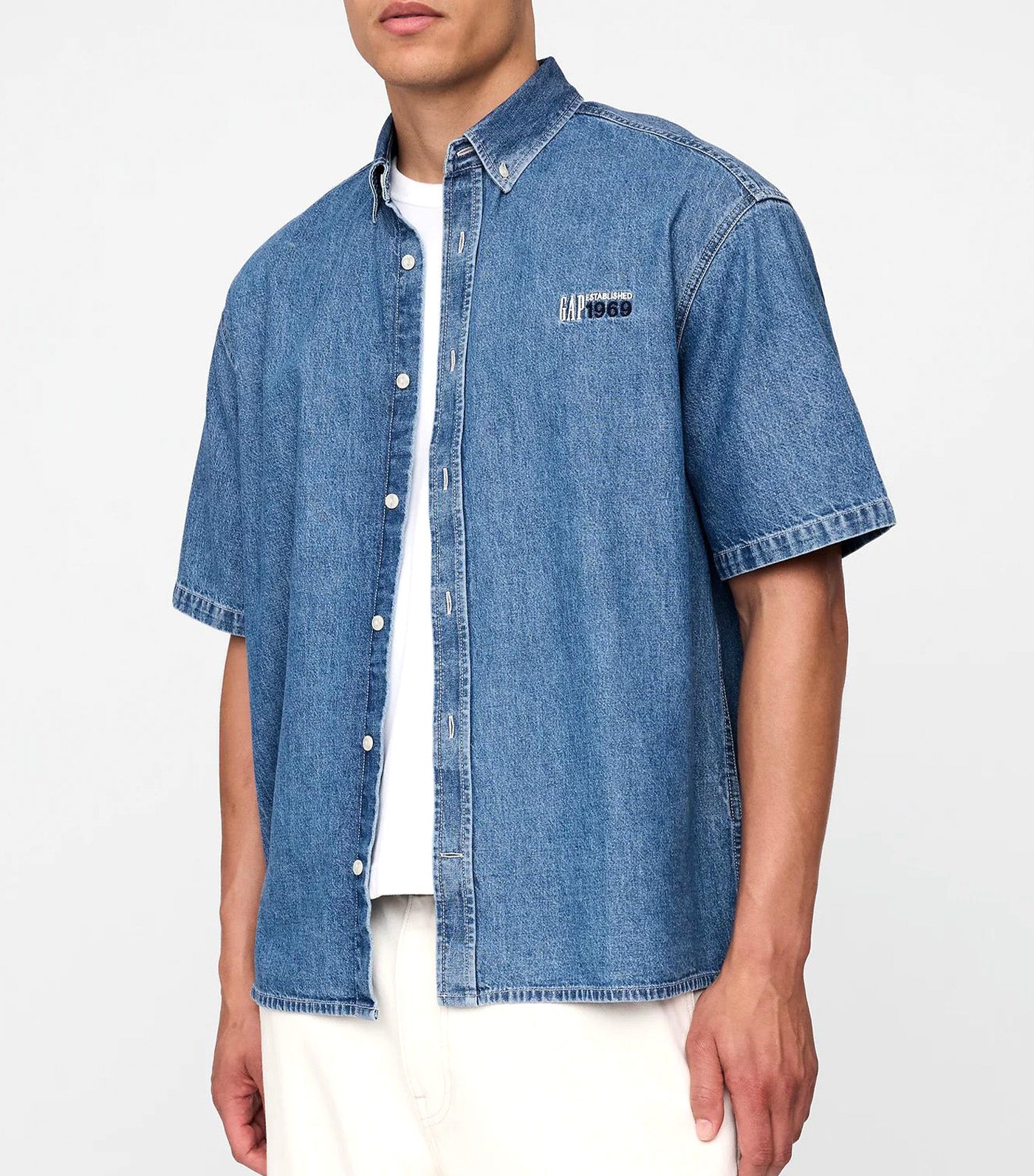 Logo Denim Big Shirt Medium Wash