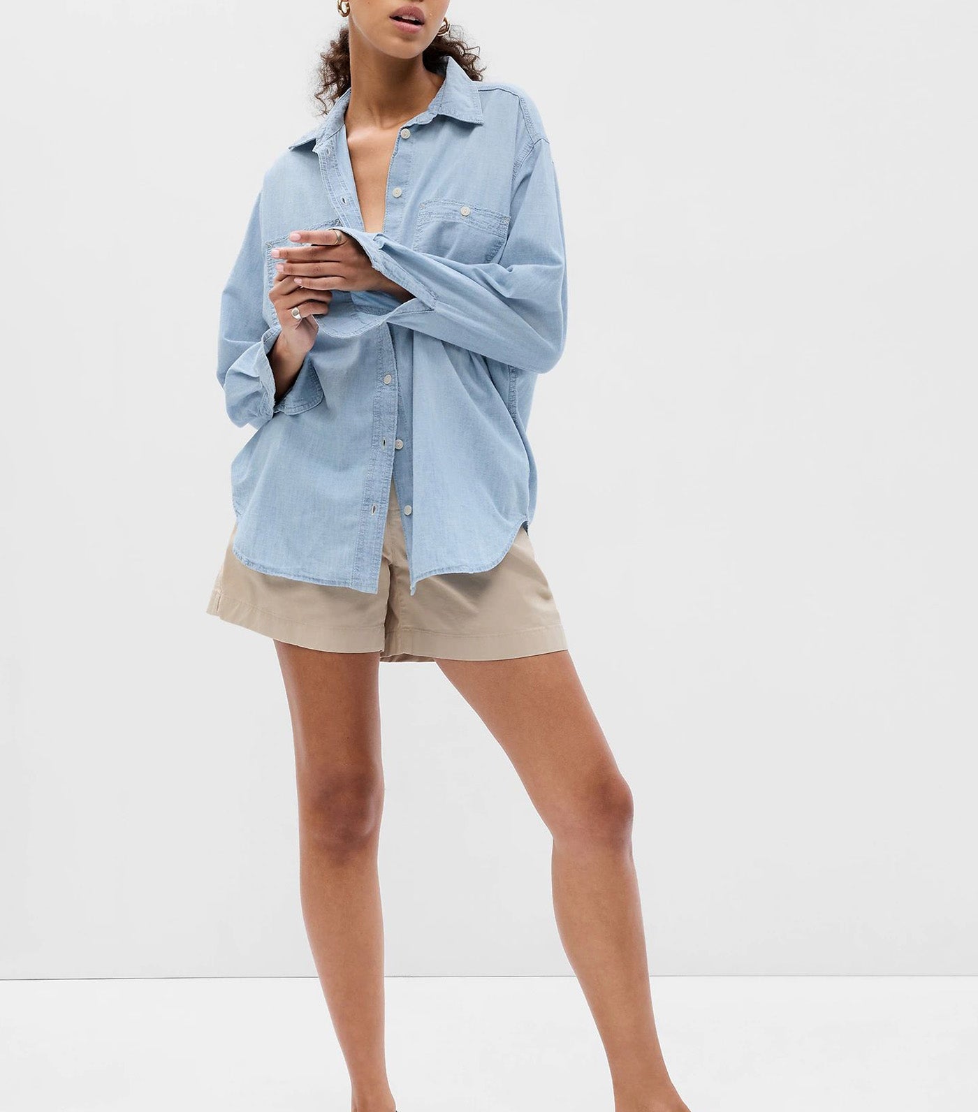 Chambray Denim Big Shirt with Washwell Light Indigo