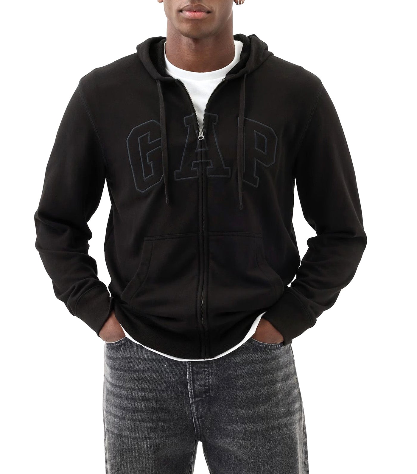 Logo Zip Hoodie - True Black