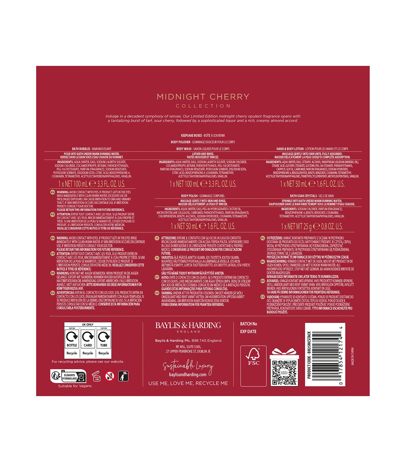 Midnight Cherry Luxury Pamper Present Gift Set