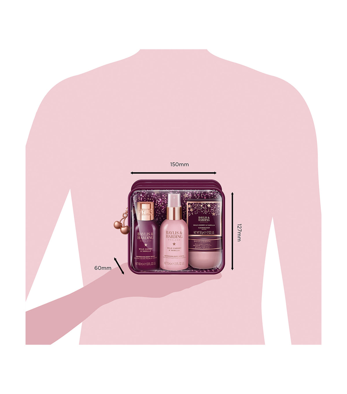 Wild Cherry & Vanilla Luxury Travel Wash Bag Gift Set