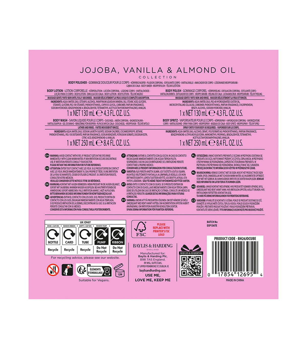 Jojoba, Vanilla & Almond Oil Luxury Pamper Beauty Box Gift Set