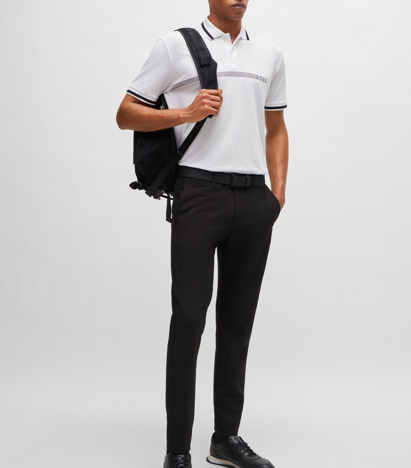 Paddy 1 Cotton-Blend Polo Shirt With Stripes And Logo White