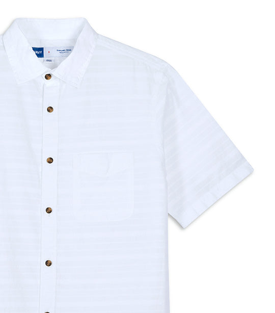 Relaxed-Fit Textured Cotton-Dobby Everyday Short-Sleeve Shirt for Men Calla Lily 451