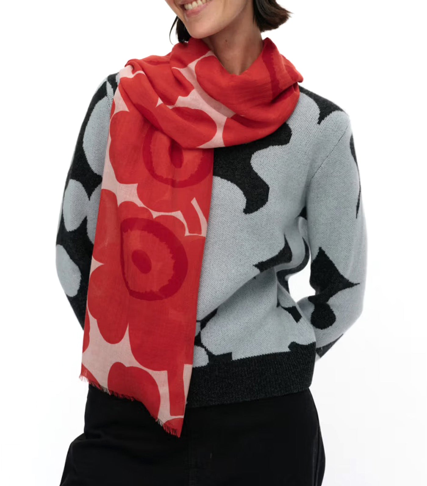 Fiore Unikko Scarf Red/Light Pink