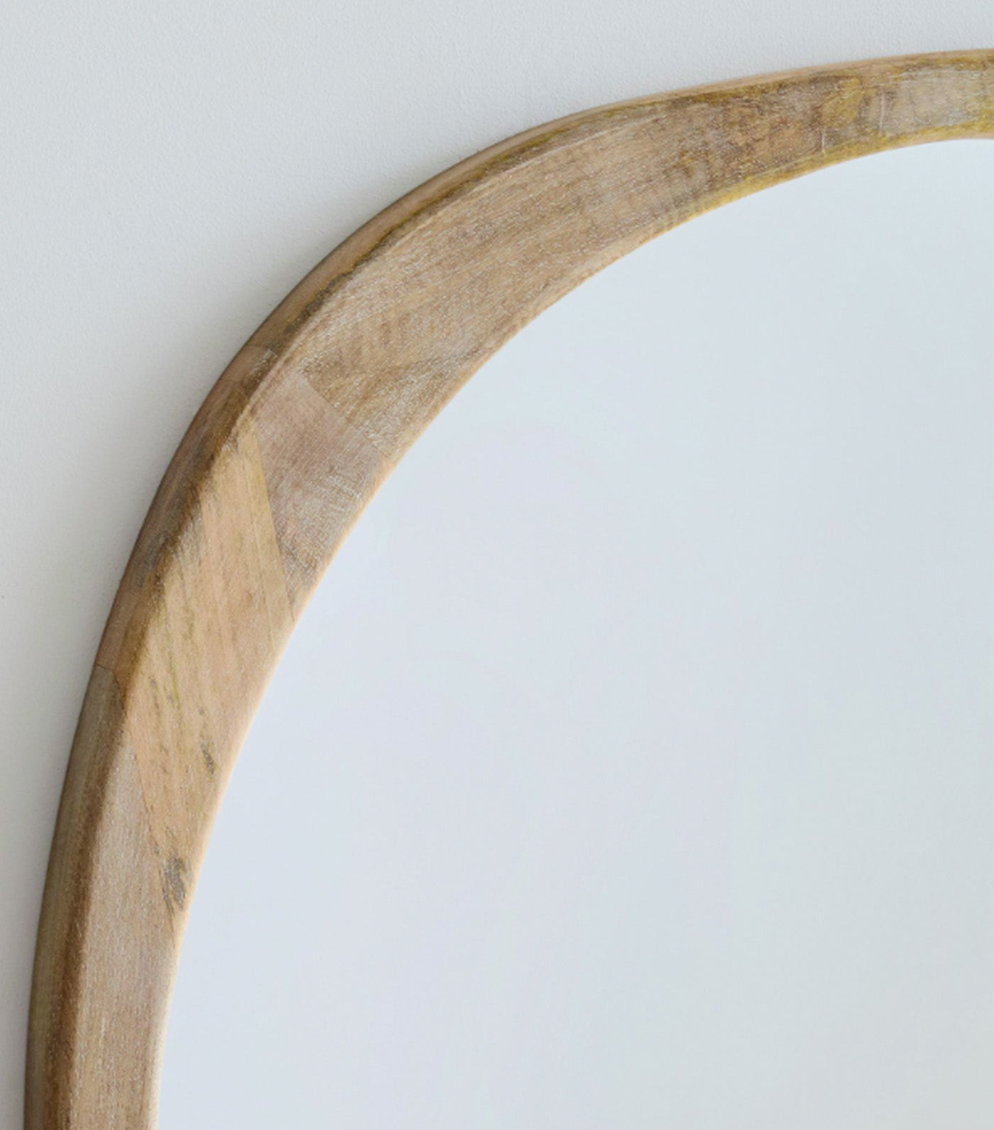 Mid-Century Asymmetrical Wood Floor Mirror Cerused White