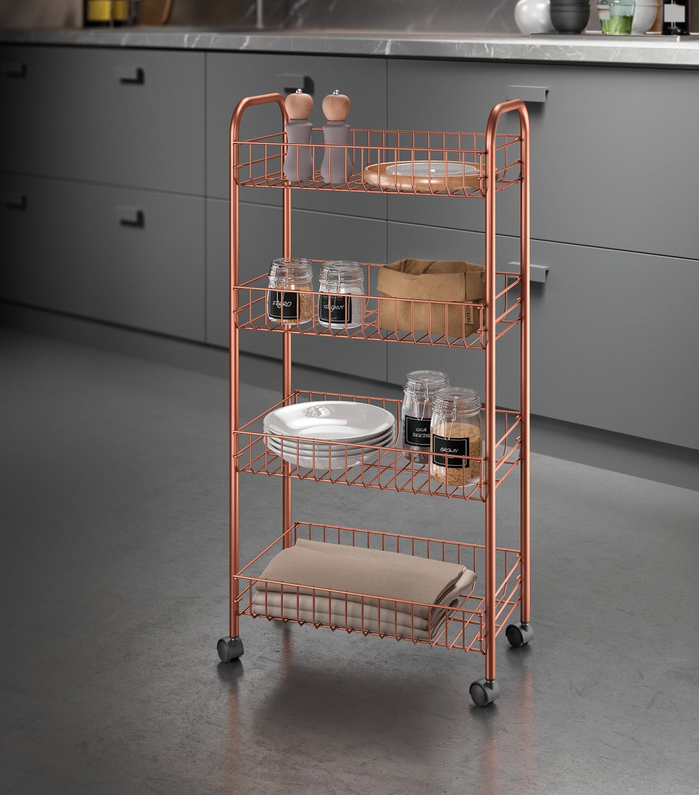 4T Rolling Cart Ascona Copper