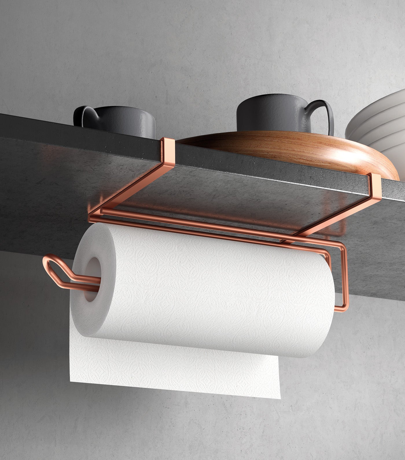 Under Shelf Paper Holder EasyRoll Copper