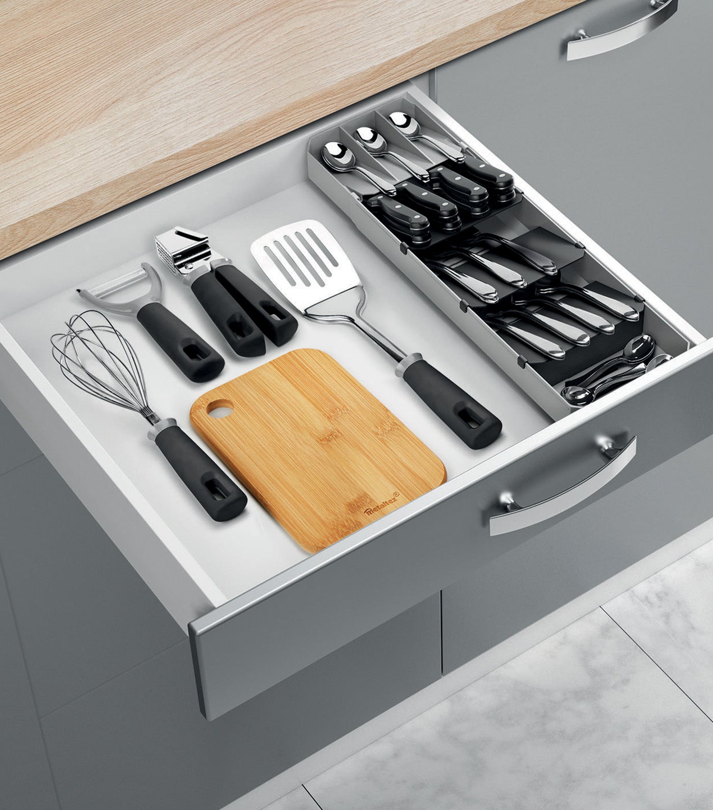 Adjustable Cutlery Organizer Gray