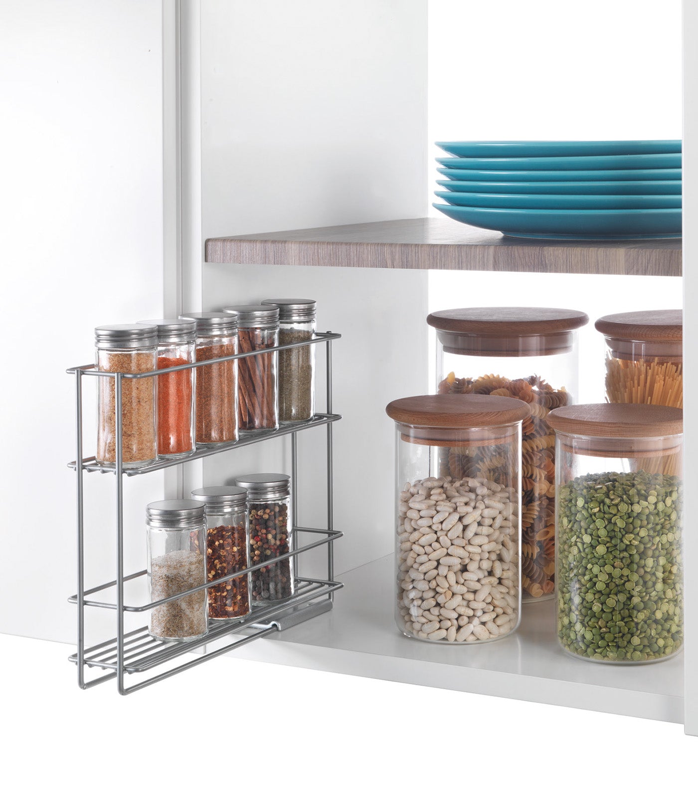 2Tier Slide Spice Rack In&Out Silver