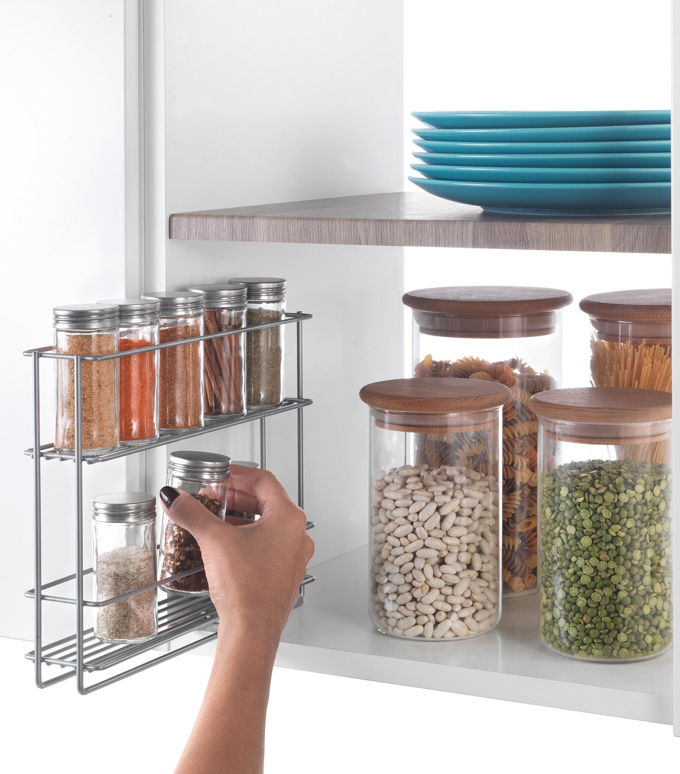 2Tier Slide Spice Rack In&Out Silver