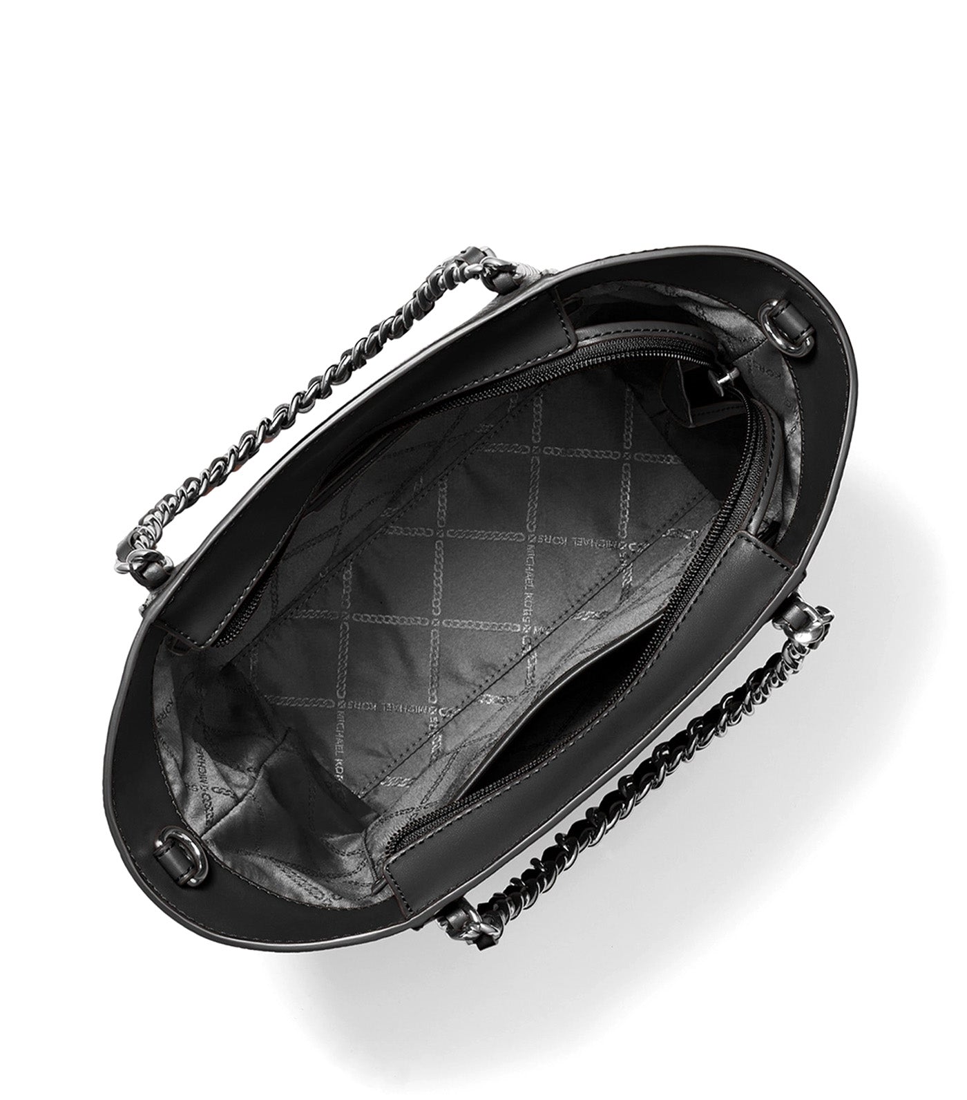 Westley Small Pebbled Leather Chain-Link Tote Black