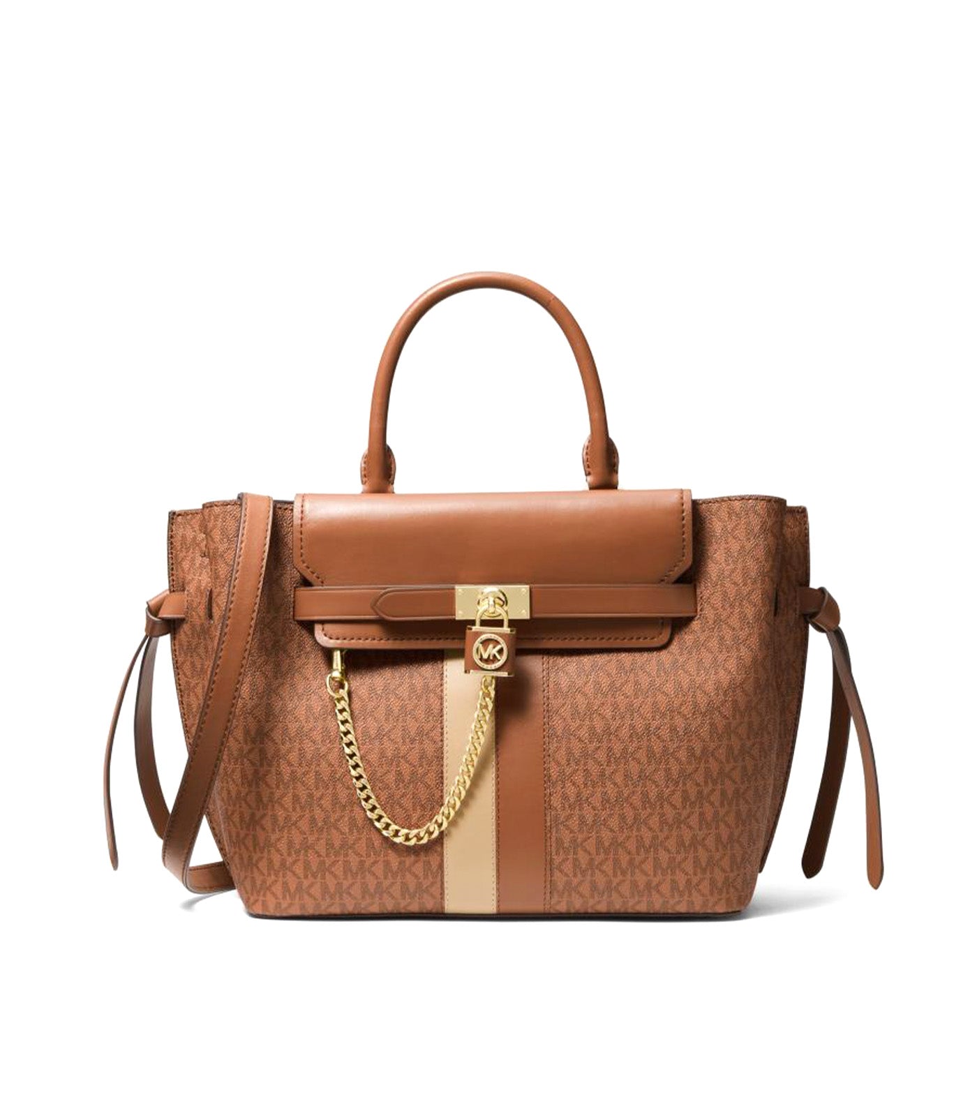 Hamilton Legacy Large Logo Stripe Belted Satchel Brown