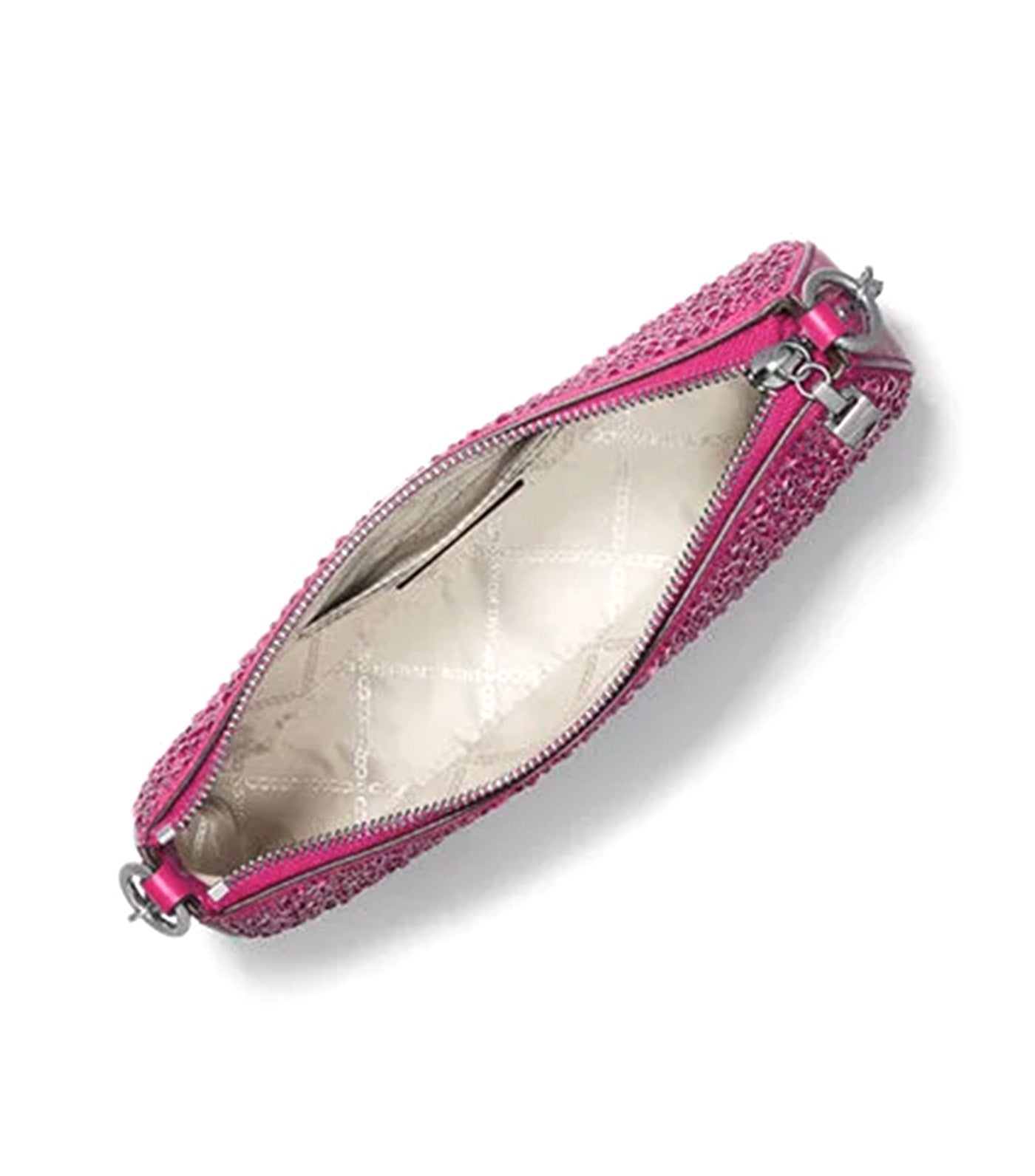 Empire Medium Embellished Suede Chain-Link Pochette Deep Fuchsia