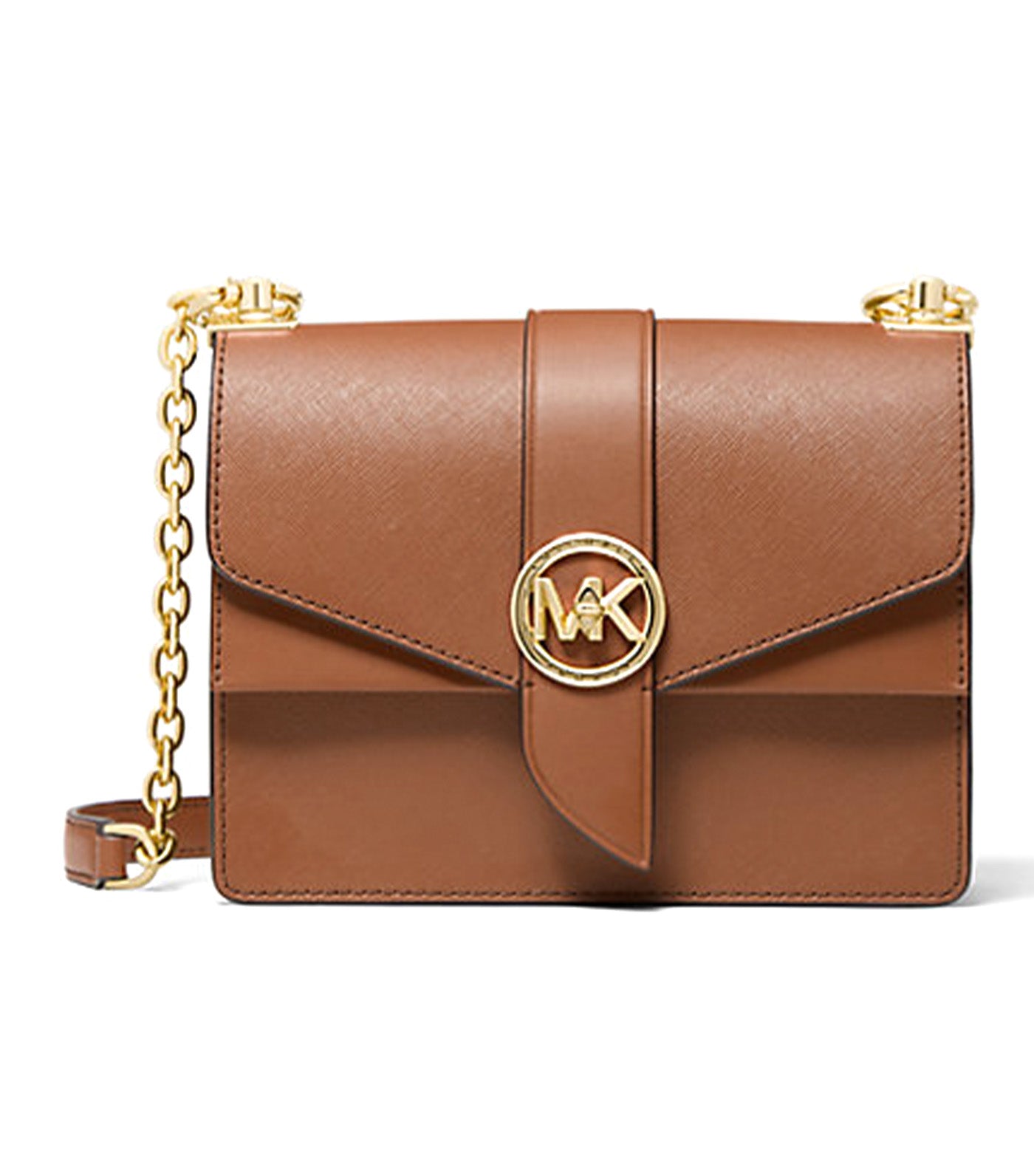 Greenwich Small Saffiano Leather Crossbody Bag Brown-Medium