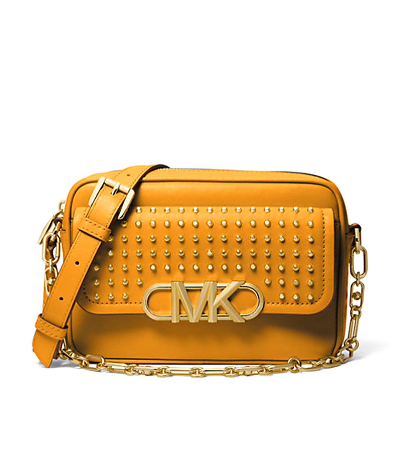 Parker Medium Studded Leather Crossbody Bag Golden Rod