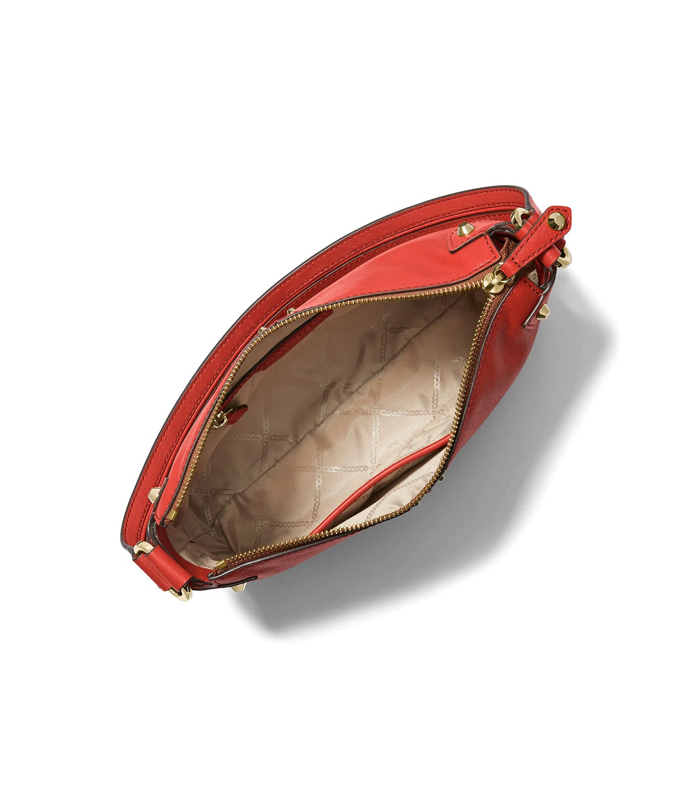 Astor Large Studded Leather Shoulder Bag Brown Terracotta