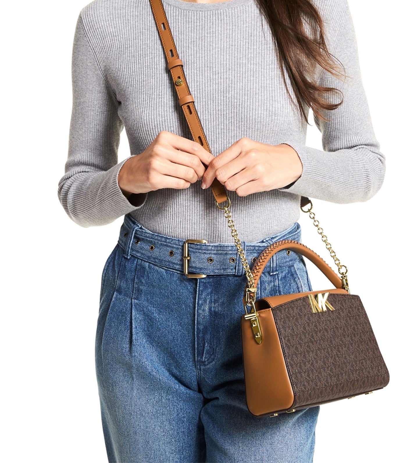 Karlie Small Top Handle Crossbody Brown