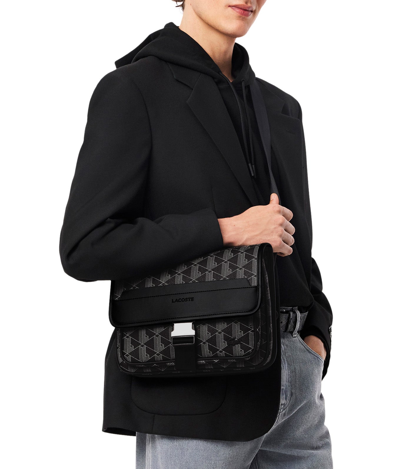 Large The Blend Flap Close Bag Monogram Noir Gris