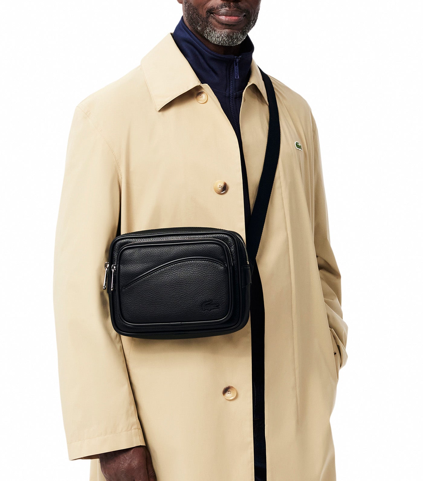 Angy Grain Leather Reporter Bag Noir