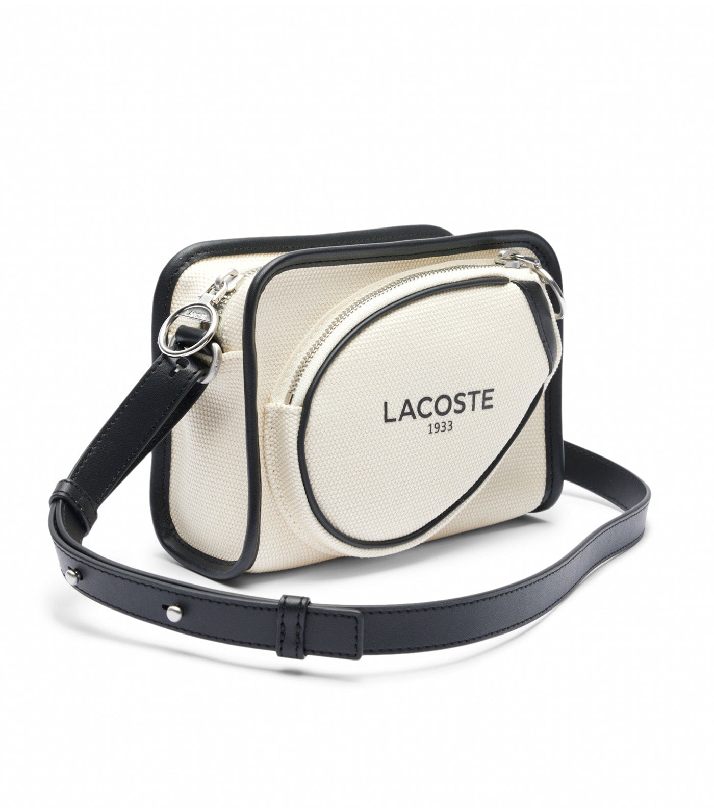 Heritage Canvas Tennis Style Textile Shoulder Bag Natural Noir