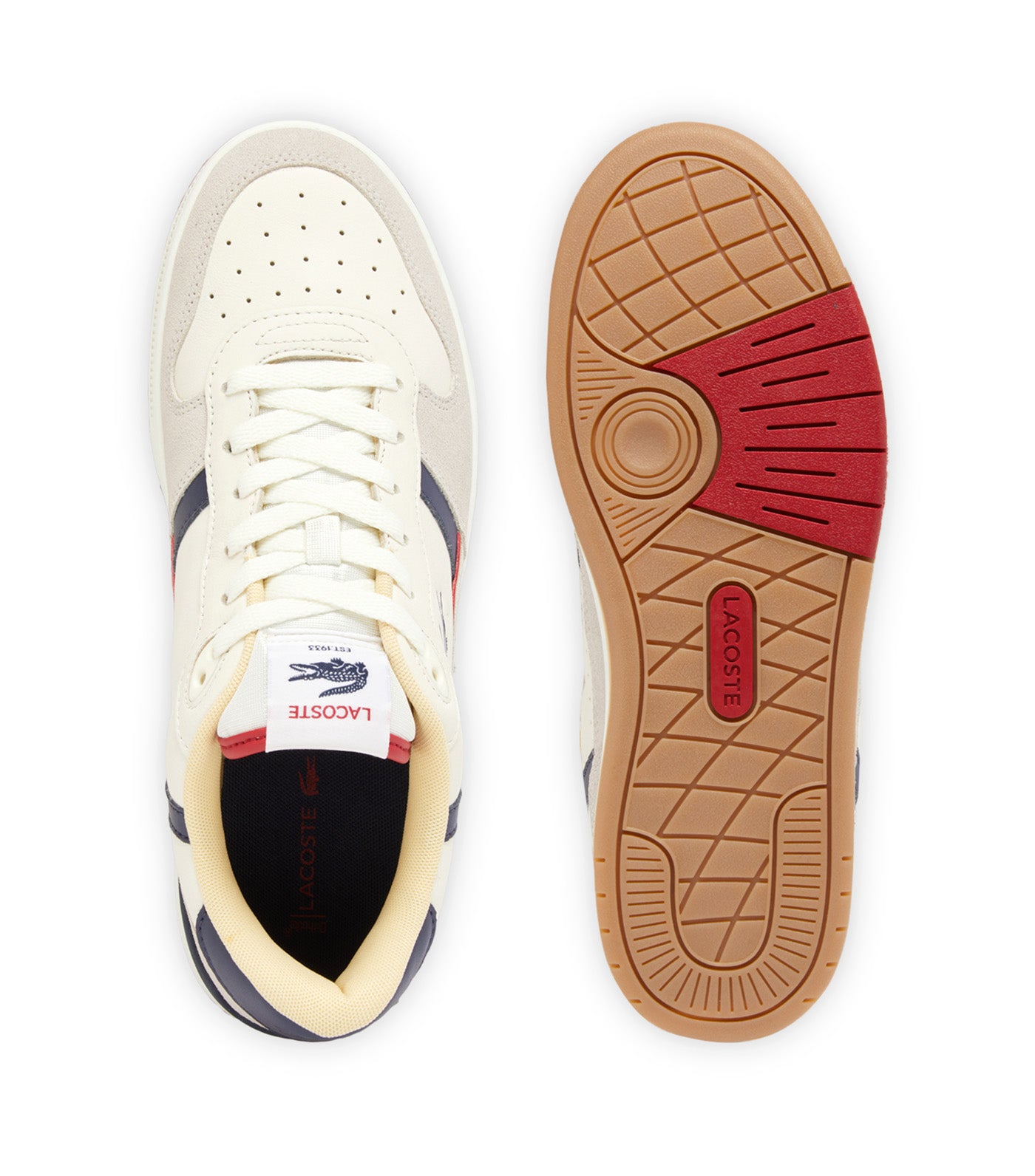 Men's T-Clip Set Leather Sneakers Off White/Gum