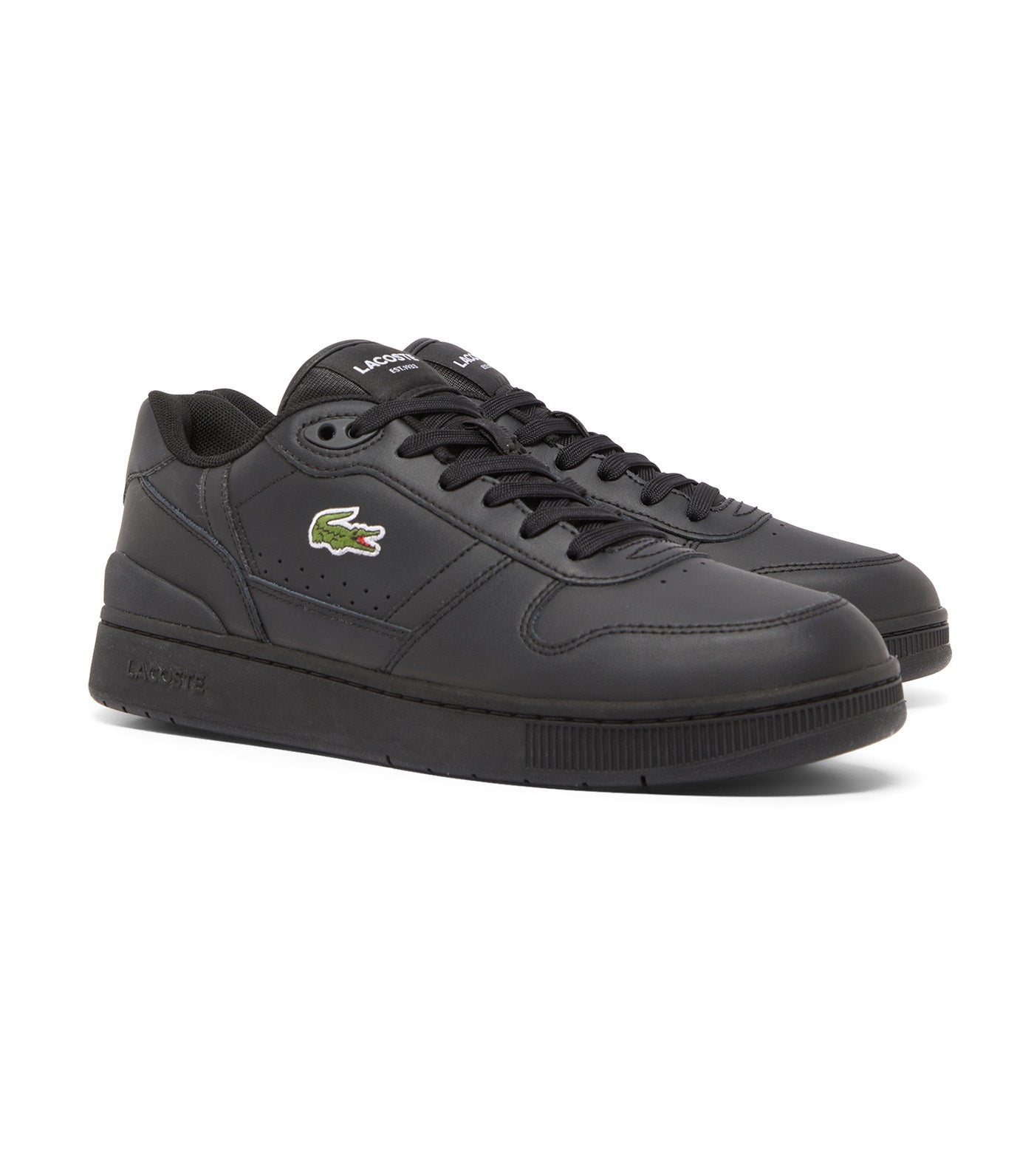 Men's T-Clip Set Leather Sneakers Black/Black