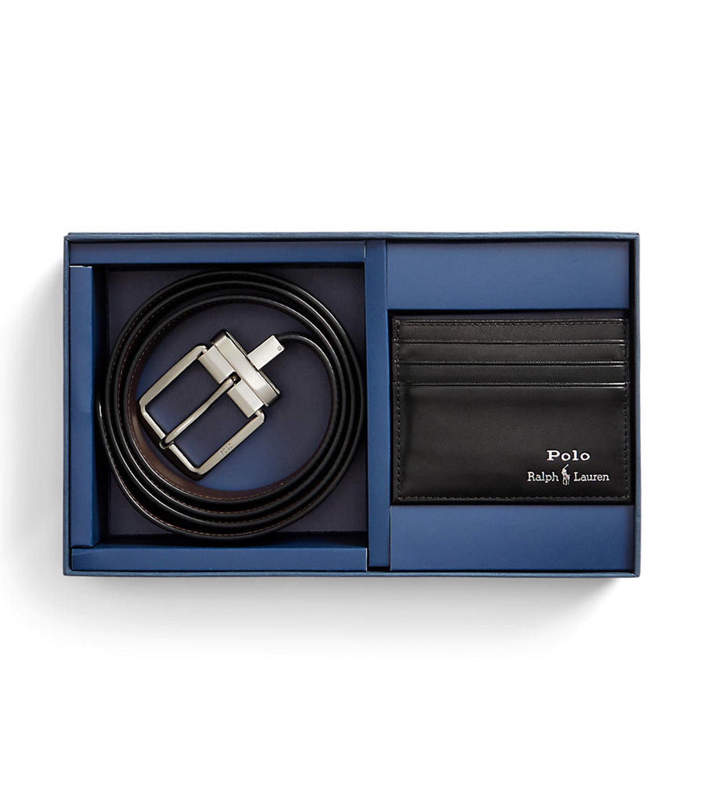 Men's Leather Belt and Card Case Gift Set