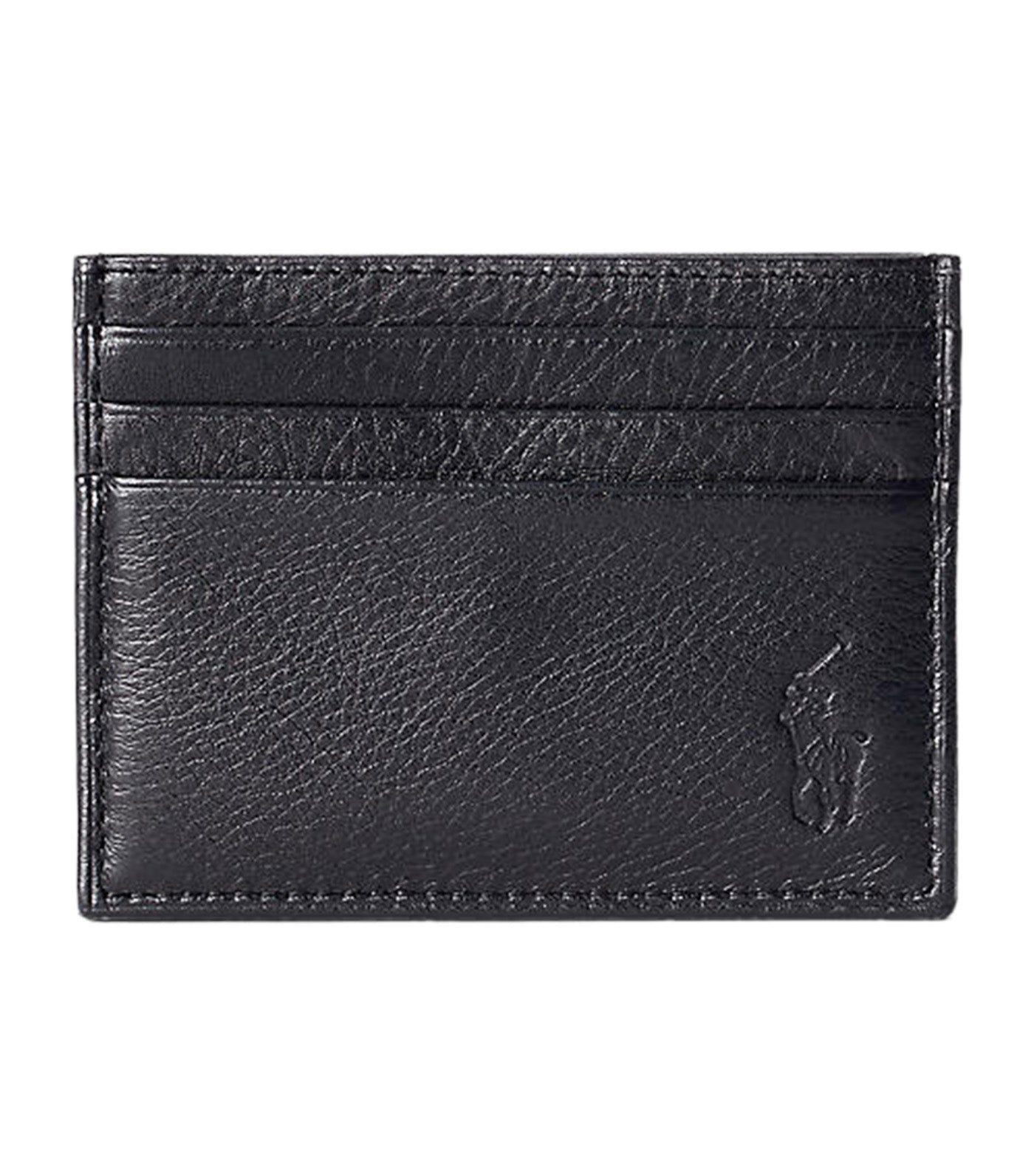 Men's Pebbled Leather Card Case Black