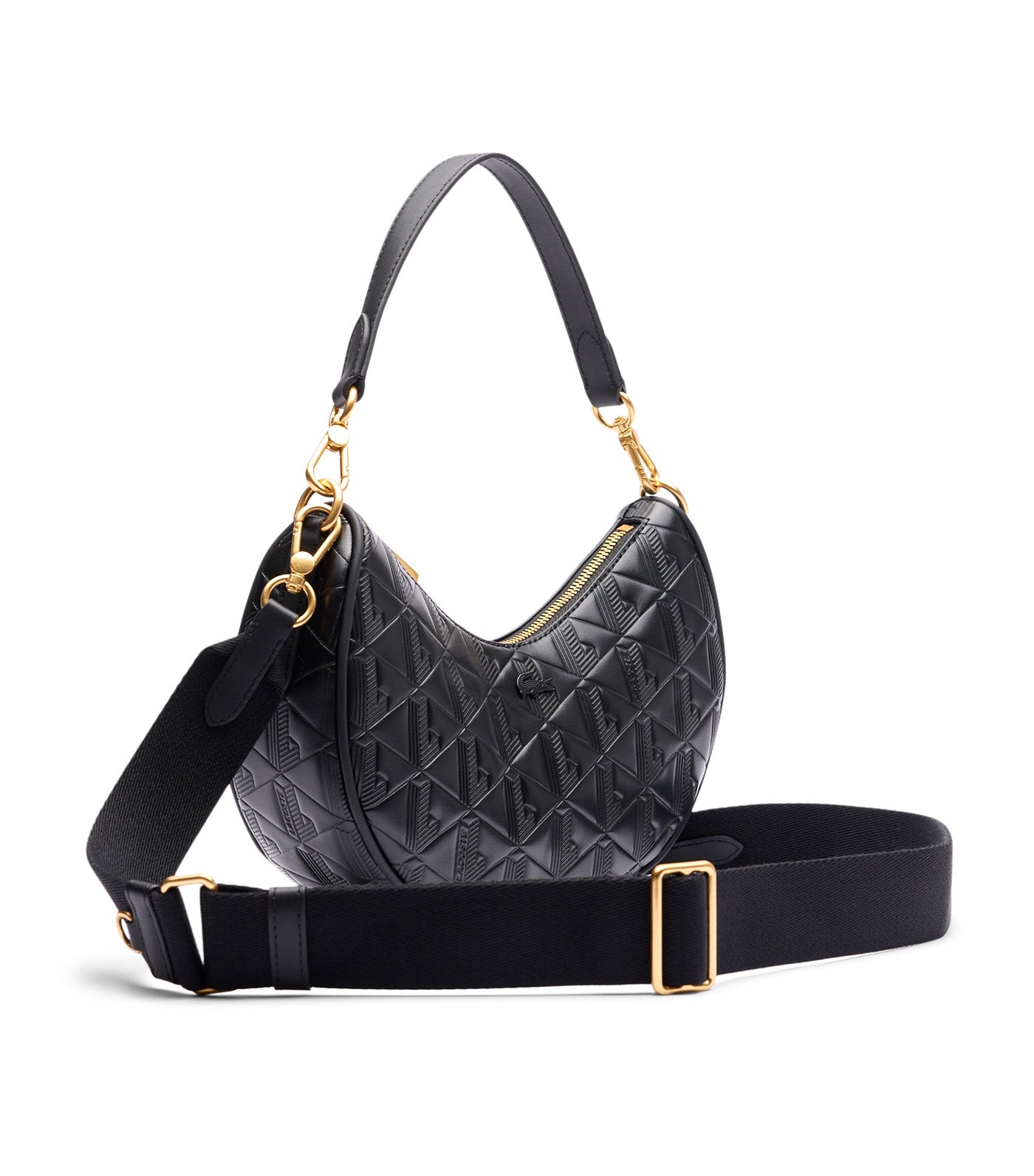 Maheki Embossed Leather Half Moon Purse Noir