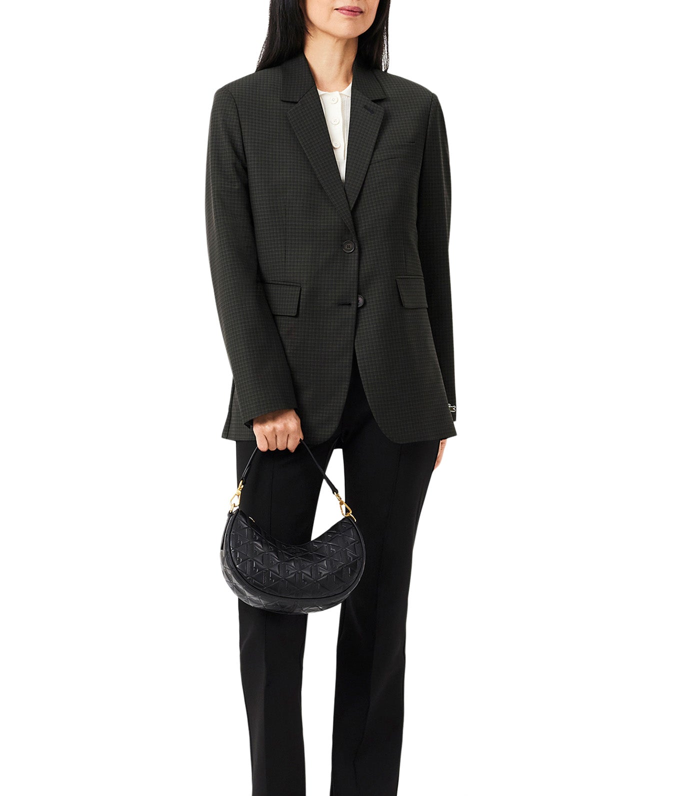 Maheki Embossed Leather Half Moon Purse Noir