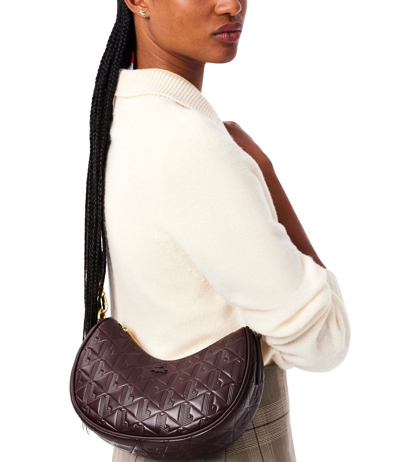 Maheki Embossed Leather Half Moon Purse