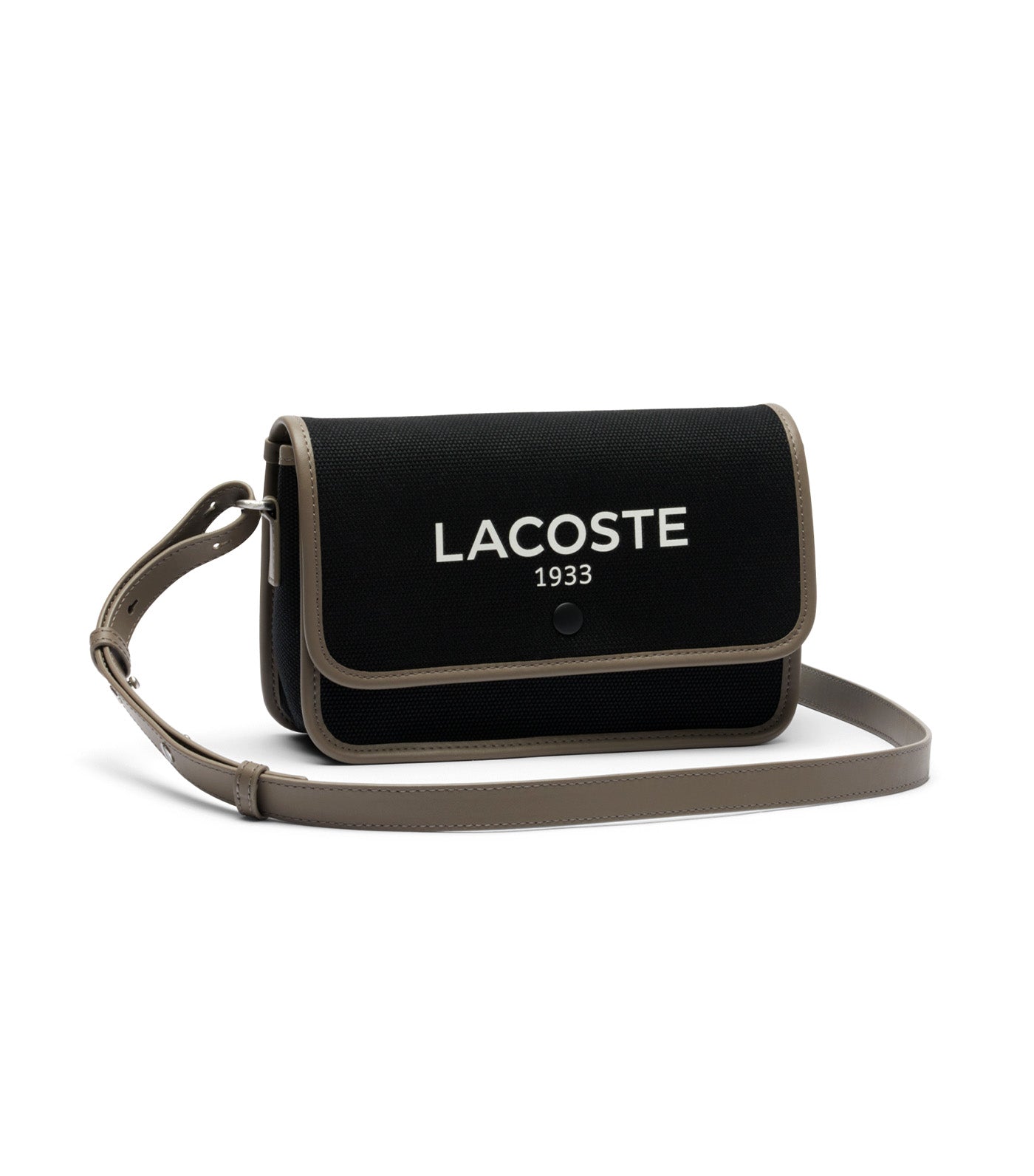 Heritage Canvas Flap Close Cotton Shoulder Bag Black Morel