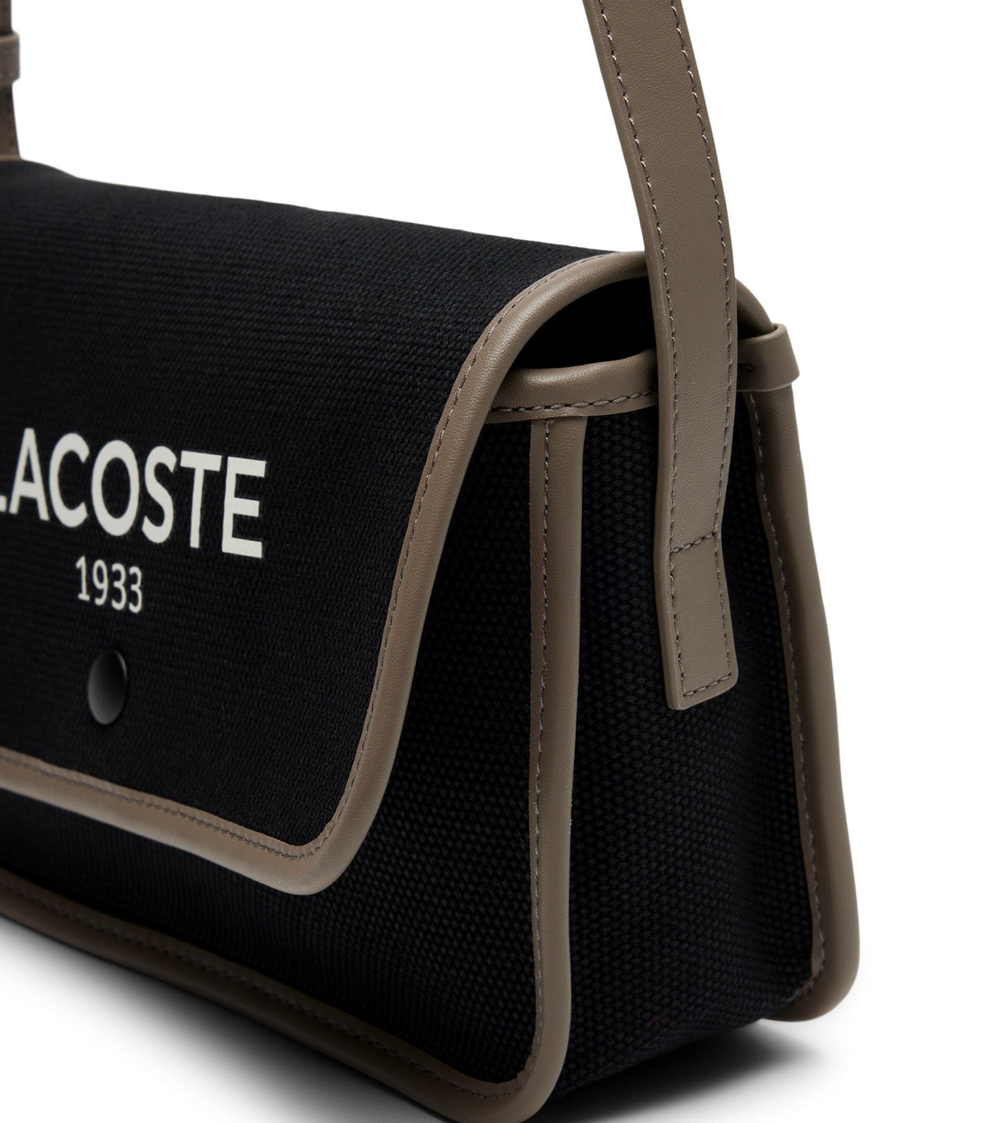 Heritage Canvas Flap Close Cotton Shoulder Bag Black Morel