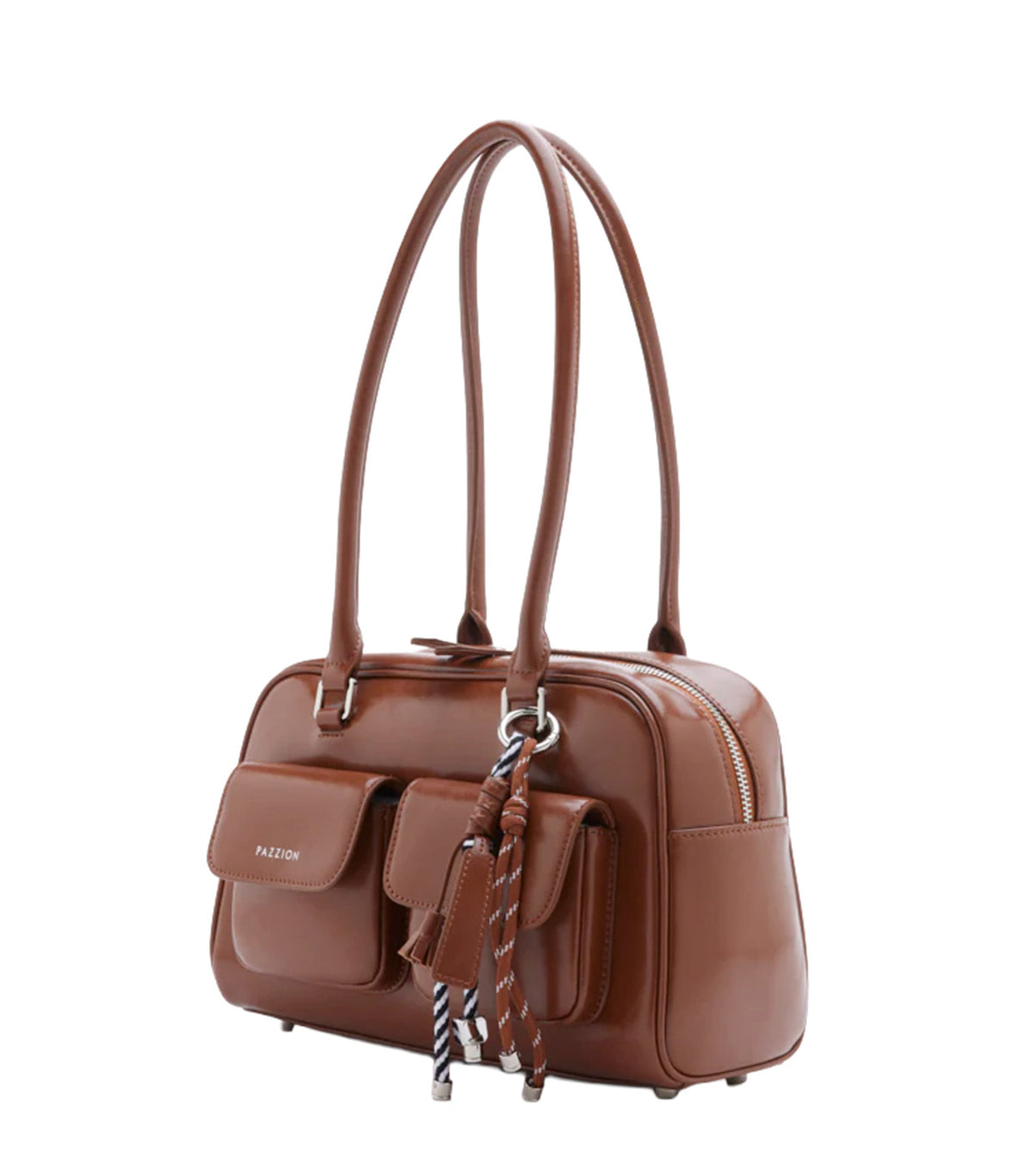 Jaida Elongated Handle Shoulder Bag Brown