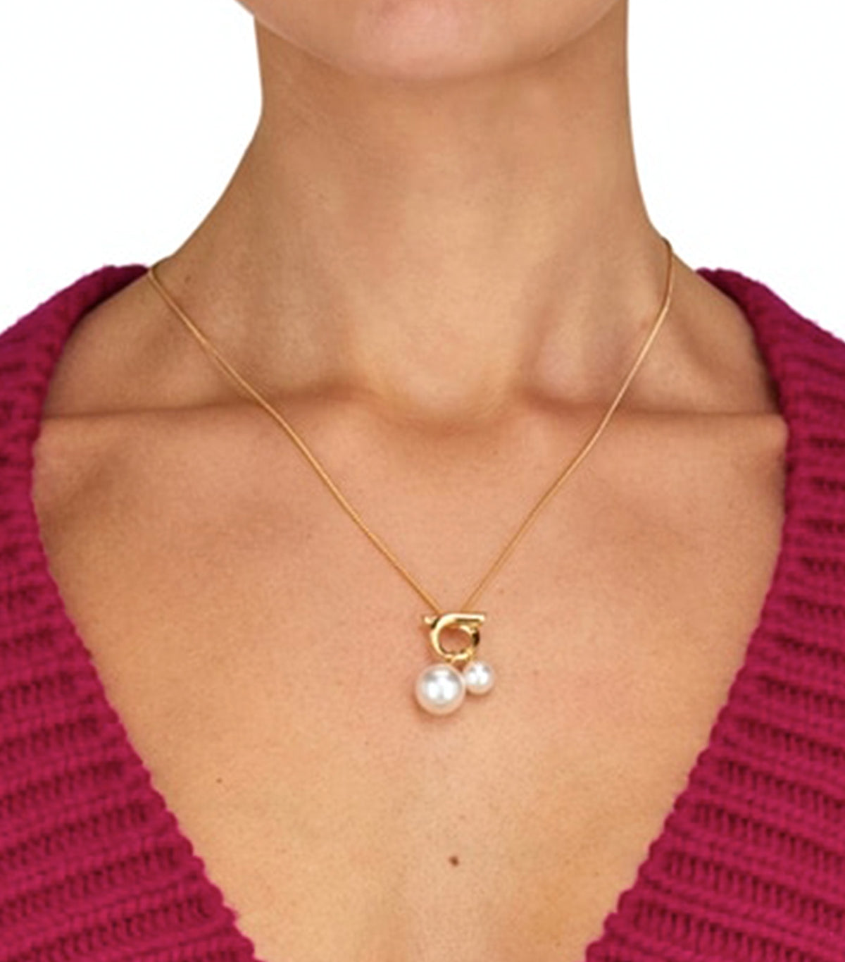 Double Pearl Necklace Gold