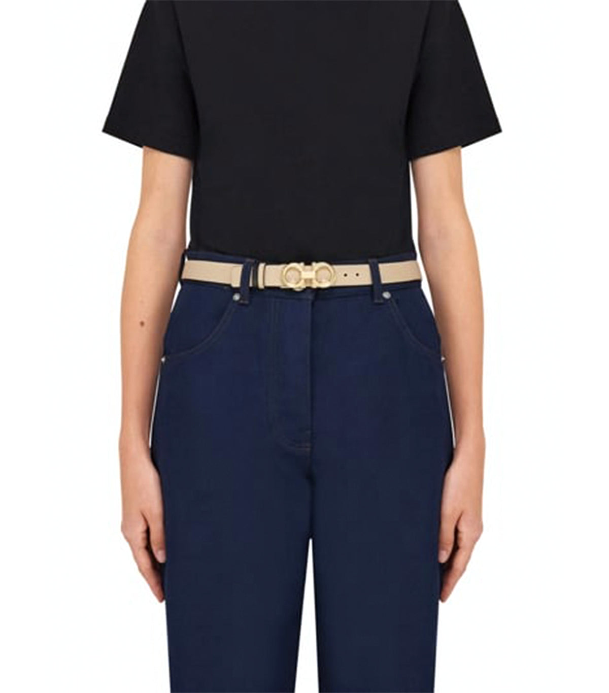 Reversible And Adjustable Gancini Belt Deer/Black