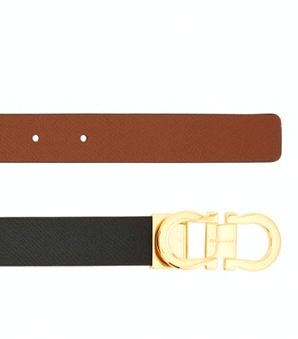 Reversible And Adjustable Gancini Belt Black/Cognac
