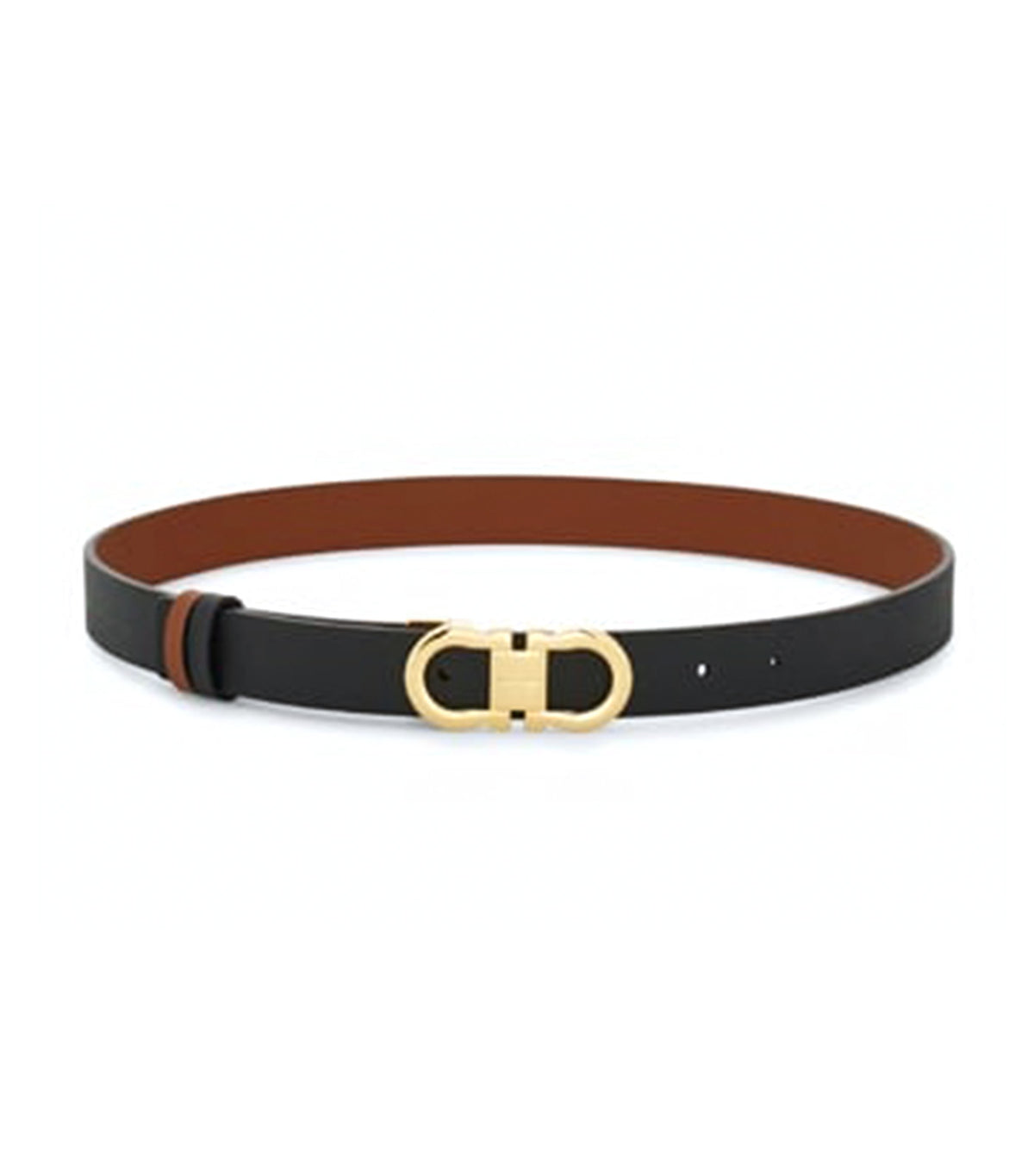 Reversible And Adjustable Gancini Belt Black/Cognac