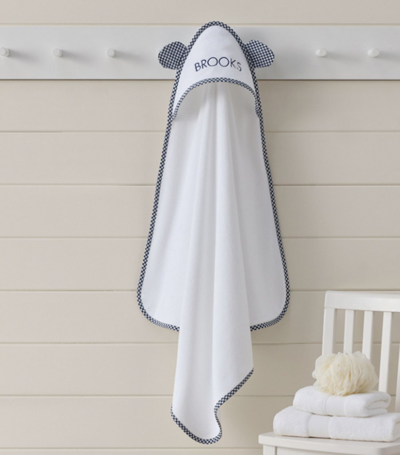 Gingham Critter Baby Hooded Towel